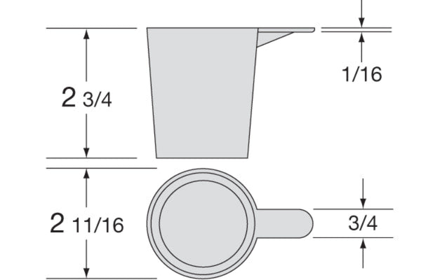 Round 6-ounce cup candy scoop or coffee or laundry scoop. Blue