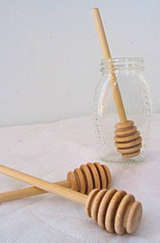 Wood honey dippers.
