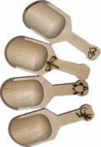 Wood Scoops with branded designs.