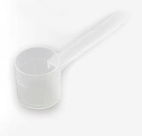 30 cc scoop for exact measure.  1 oz. scoop.