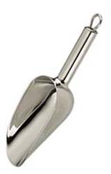 Stainless steel candy scoops. Elegant stainless steel scoops in two sizes. 2 ounce or 3 ounce shiny stainless steel scoop. Scoops-Scoops.com