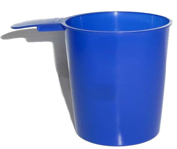 6 oz. round cup in blue.