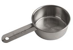 Stainless Steel Measures Cup and 1/2 Cup Sizes. – Restaurant Scoops, Ladles  & Supplies