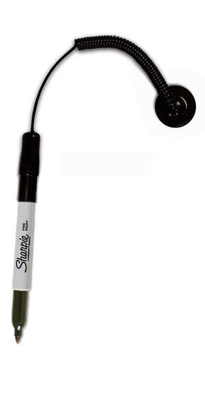 Sharpie fine point markers with tether / lanyard
