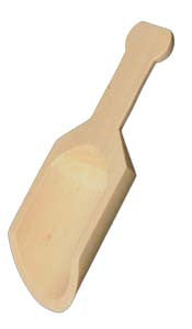 Scoops: Small scoop, Unfinished wood scoop, 1-1/8 in. wide x 3 inches long.