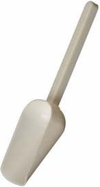 White, red, black or frost plastic candy scoops with long handle to keep fingers away from the candy.