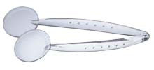 Buffet Tongs: Acrylic, but looks like glass, round ends are frosted. Scoops-Scoops.com
