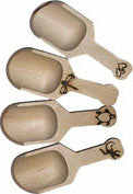 Wood Candy Scoops with branded designs.